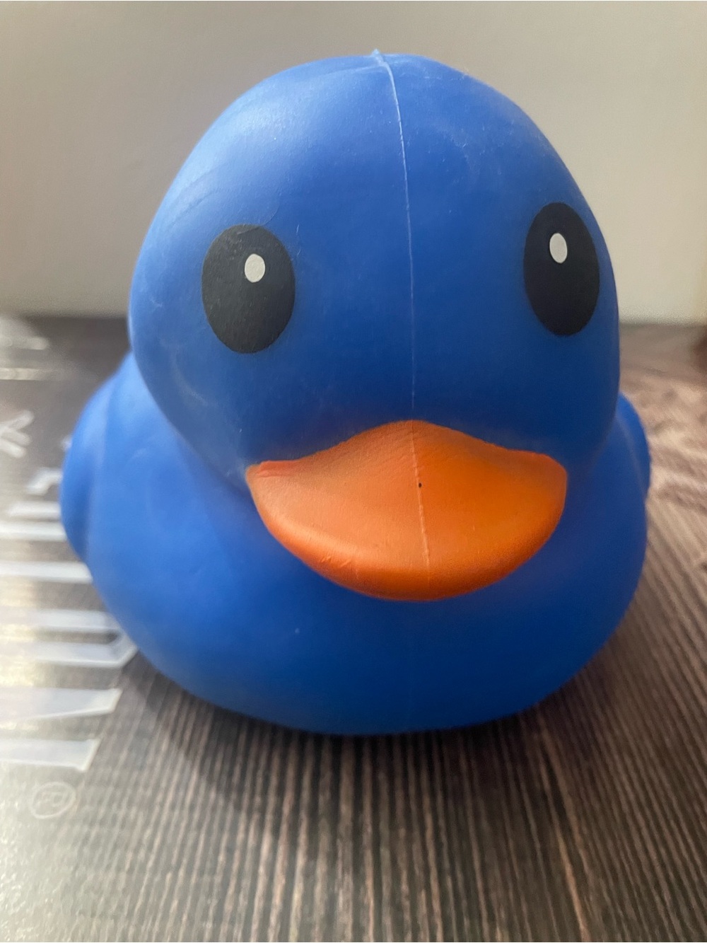 Blue Rubber Duck Bird Toy with Orange Beak